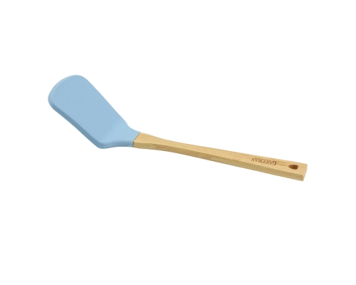 Силиконовая голубая лопатка с бамбуковой ручкой