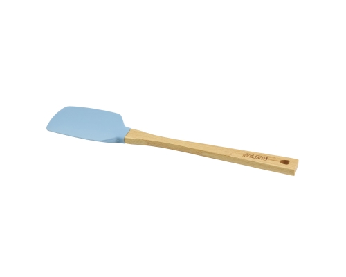 Силиконовая голубая ложка с бамбуковой ручкой и отверстием для подвеса на крючок