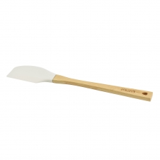Силиконовая белая лопатка с бамбуковой ручкой 
