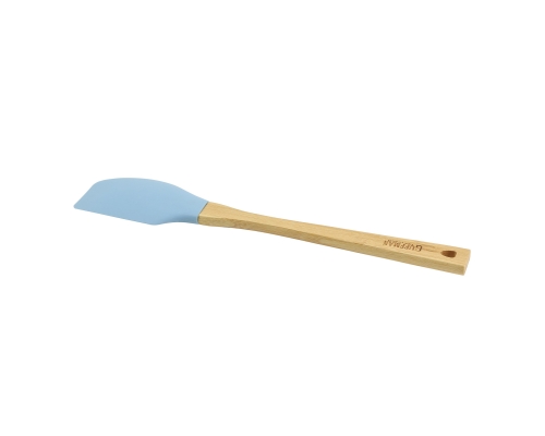 Силиконовая голубая лопатка с бамбуковой ручкой