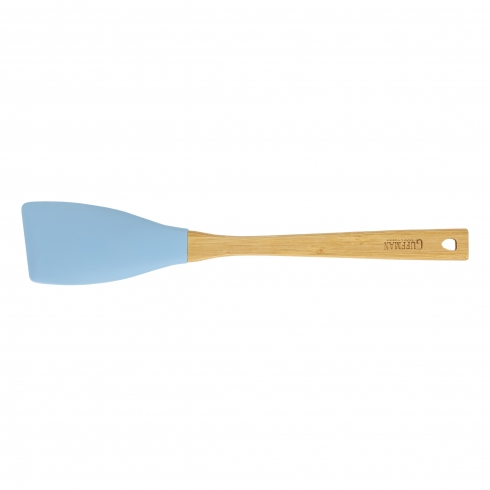 Силиконовая голубая лопатка  с бамбуковой ручкой
