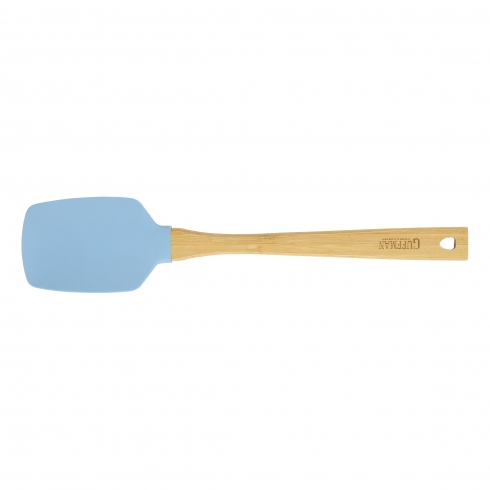 Силиконовая голубая ложка с бамбуковой ручкой и отверстием для подвеса на крючок