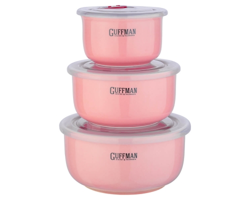 Набор контейнеров с вакуумной крышкой, розового цвета, 0,85 л, 0,6 л, 0,25 л 