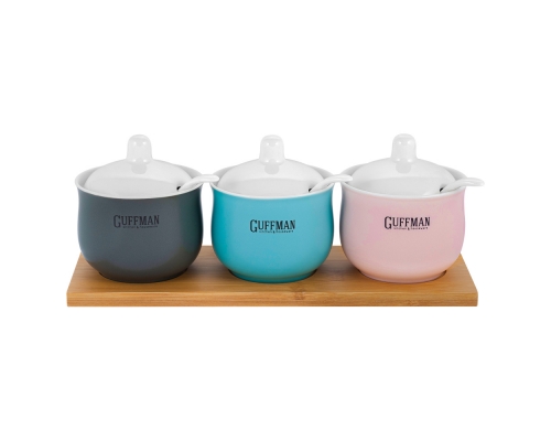 Набор керамической посуды 0,15 л, серого, голубого и розового цвета