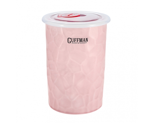 Керамический контейнер 0,6 л с вакуумной крышкой, розового цвета