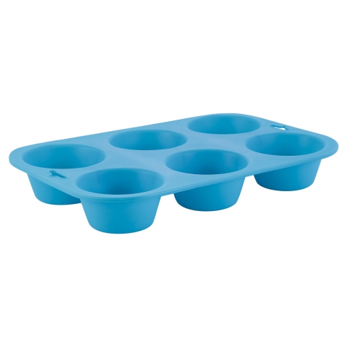 Форма для выпечки кексов силиконовая, голубого цвета - 1