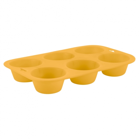 Форма для выпечки кексов силиконовая, желтого цвета - 1