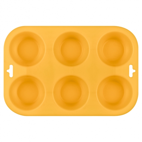 Форма для выпечки кексов силиконовая, желтого цвета - 0