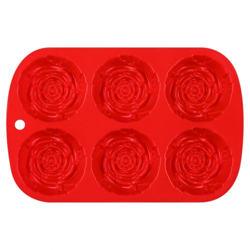 Форма для выпечки Rose силиконовая, красного цвета - 1