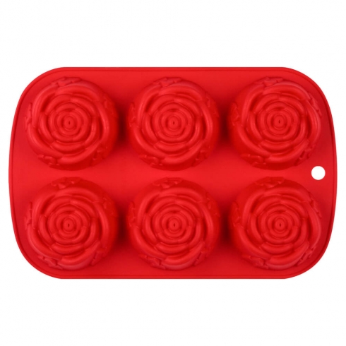 Форма для выпечки Rose силиконовая, красного цвета - 0