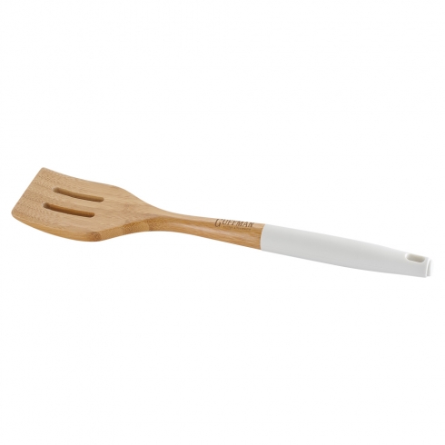 Лопатка с прорезями из бамбука, белого цвета - 1